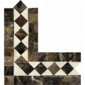 Emperador Dark Marble Polished BIAS Border Listello w/ Crema Marfil Dots